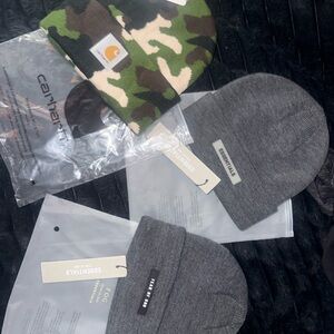 🖤 BEANIE BUNDLE🖤 Fear of God Essentials Dark Gray Beanies & Camo Carhartt beanie